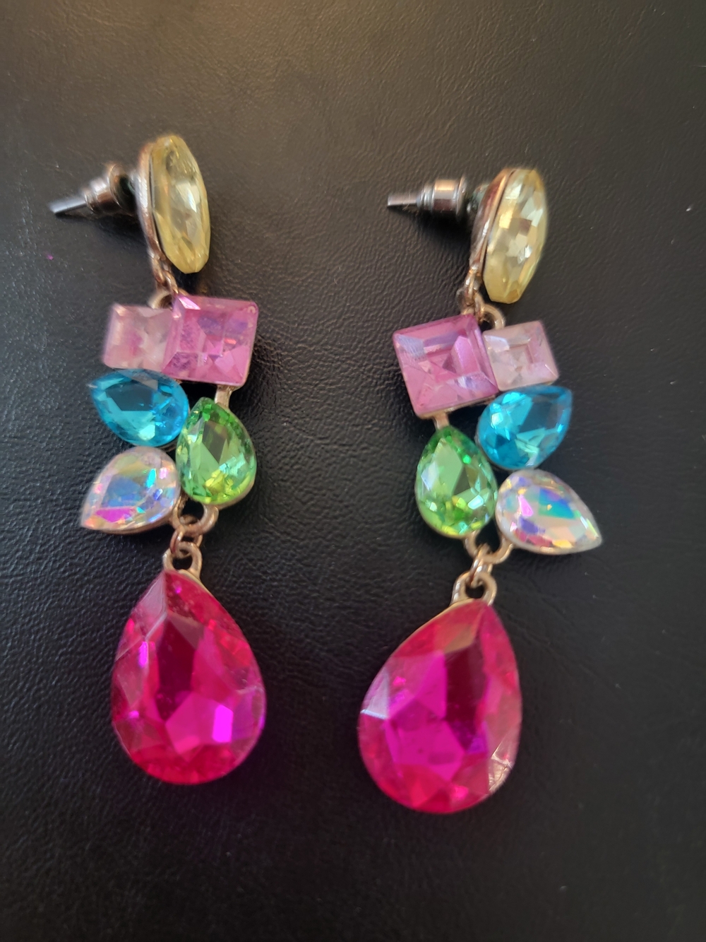 Torrid Multicolor Teardrop Crystal Drop Earrings - Pink Accent